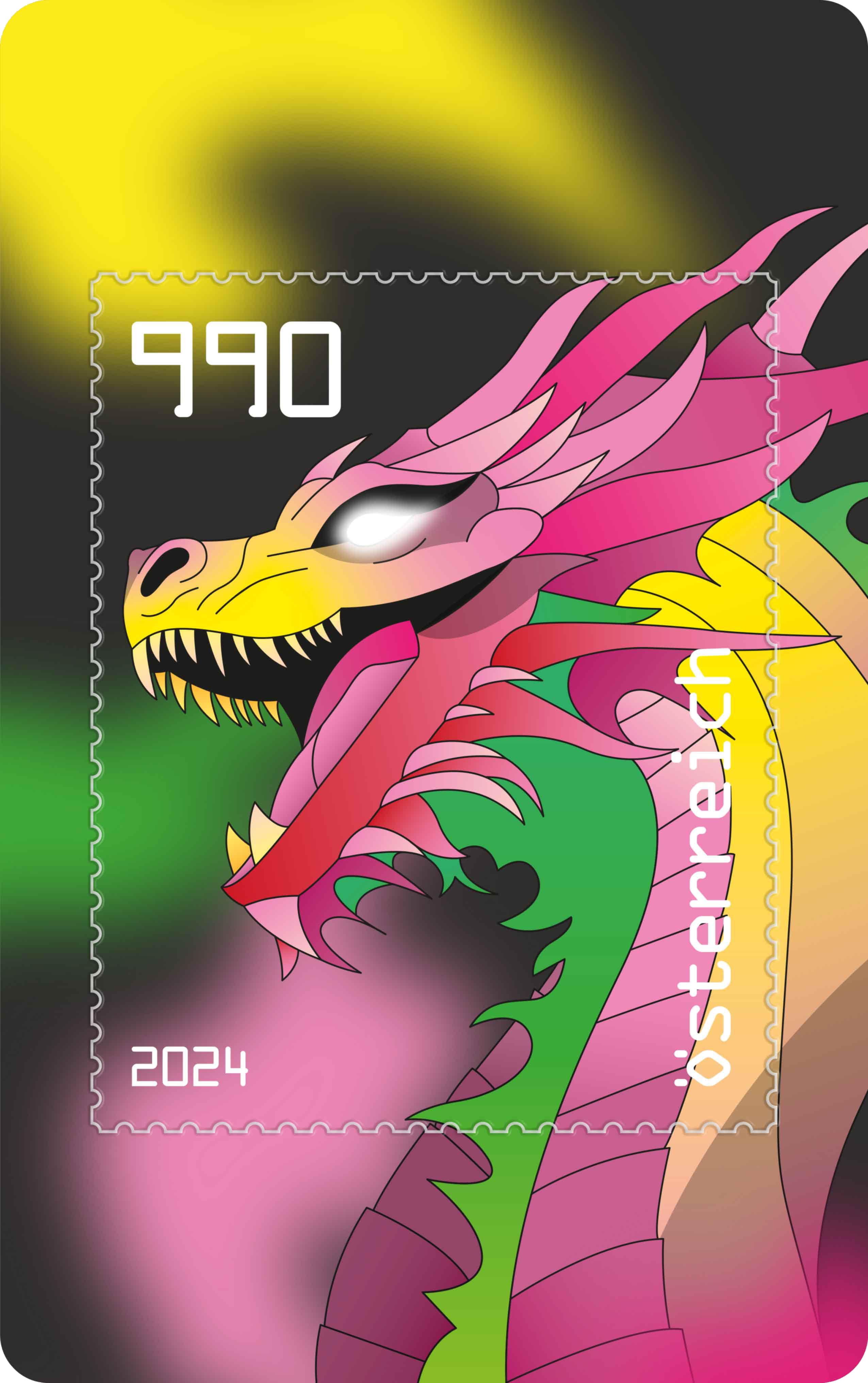 Austrian Post Crypto stamp Dragon