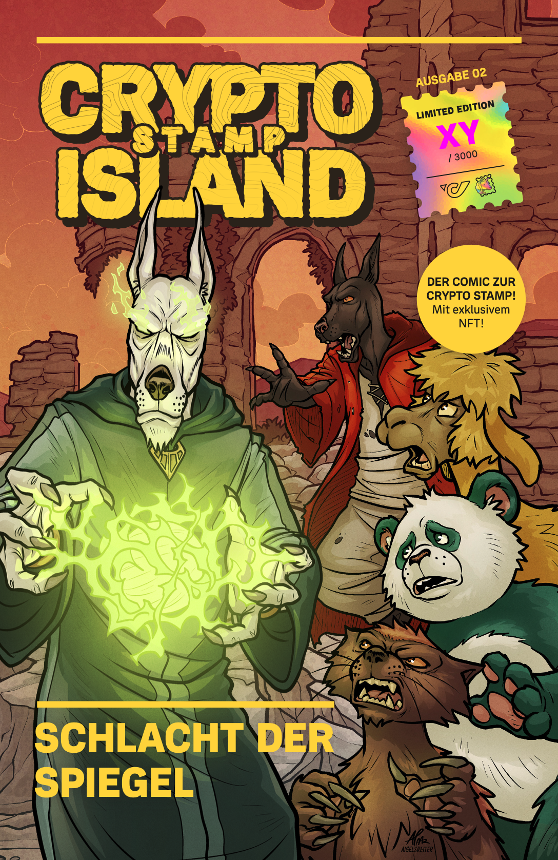 Crypto stamp Island Issue 2 Battle of the Mirrors